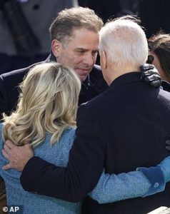 President Joe Biden hugs first lady Jill Biden, his son Hunter Biden and daughter Ashley Biden after being sworn-in during the 59th Presidential Inauguration at the U.S. Capitol in Washington, Wednesday, Jan. 20, 2021